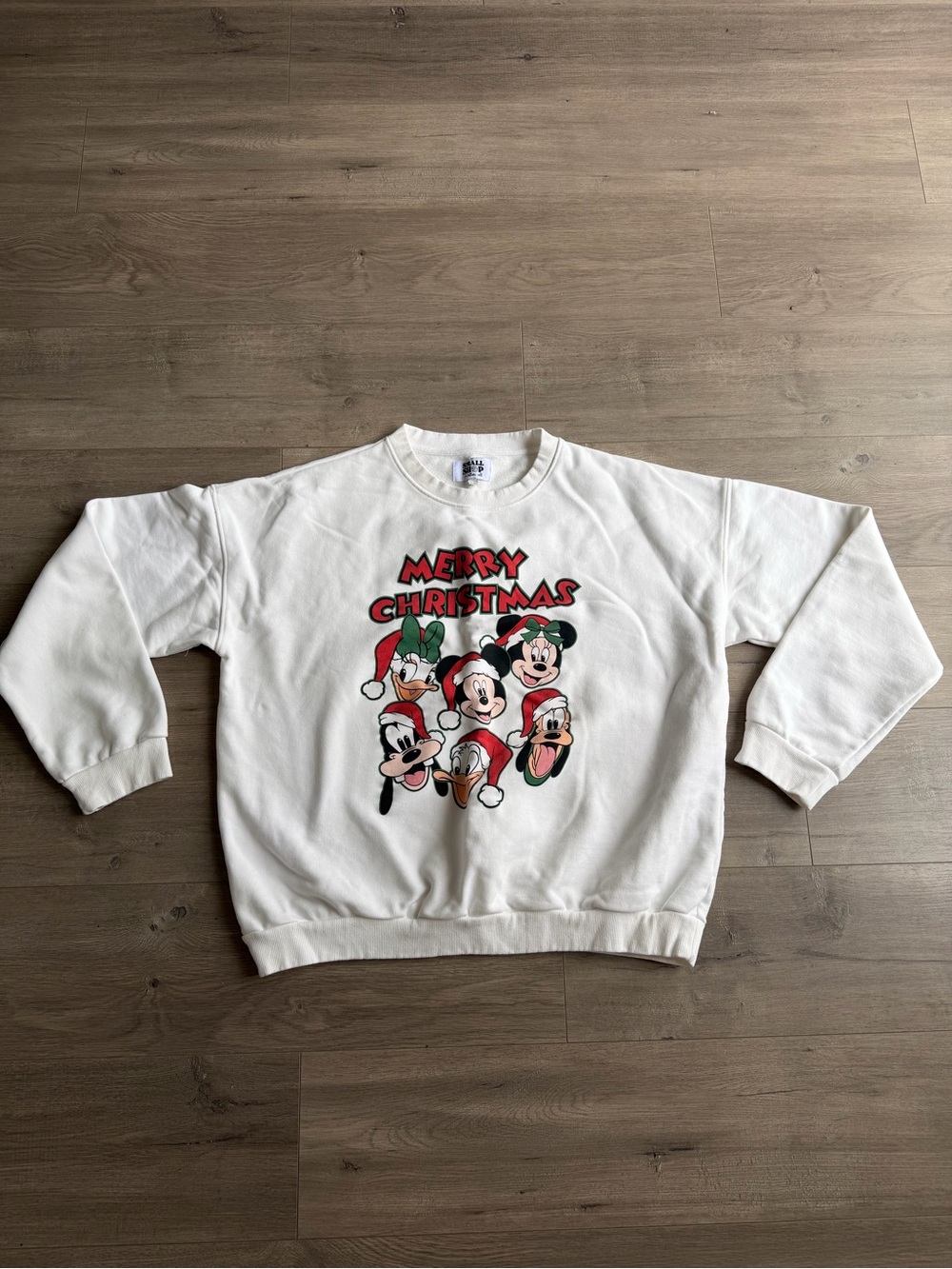 White 'Merry Christmas' Disney Character Crewneck Sweatshirt - size XXL/3XL